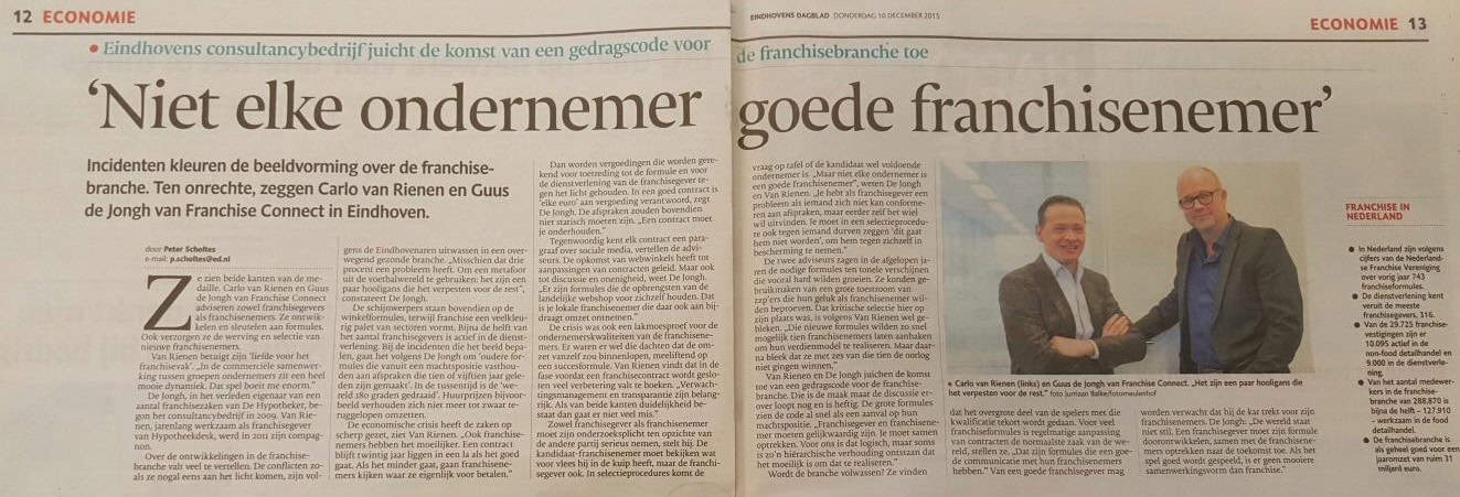 Artikel Franchise Concern krant